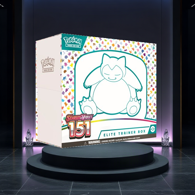 Pokémon TCG: Scarlet & Violet—151 Elite Trainer Box — English; standard retail Elite Trainer Box; 9 booster packs; Snorlax full-art foil promo