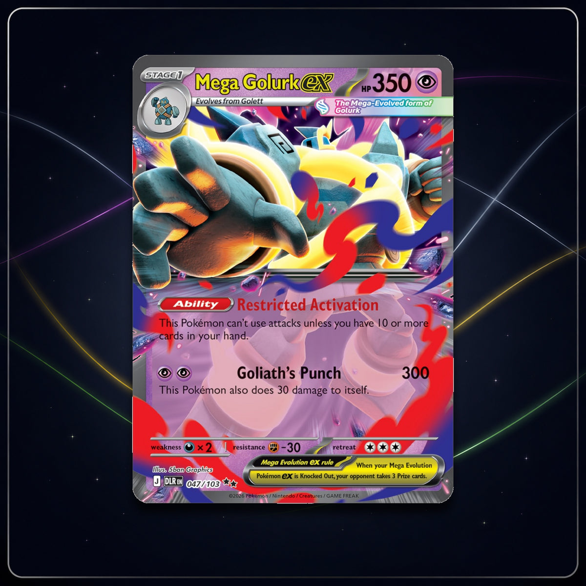 Mega Golurk ex card from Pokémon TCG Mega Evolution Delta Reign