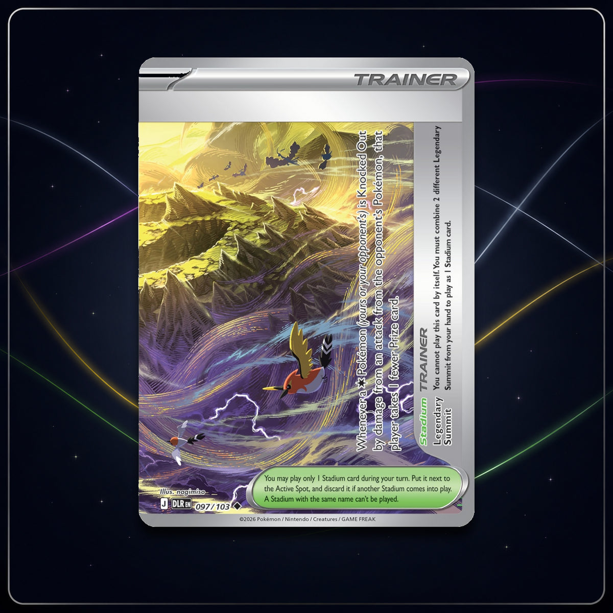 Right Legendary Summit Stadium card from Pokémon TCG Delta Reign