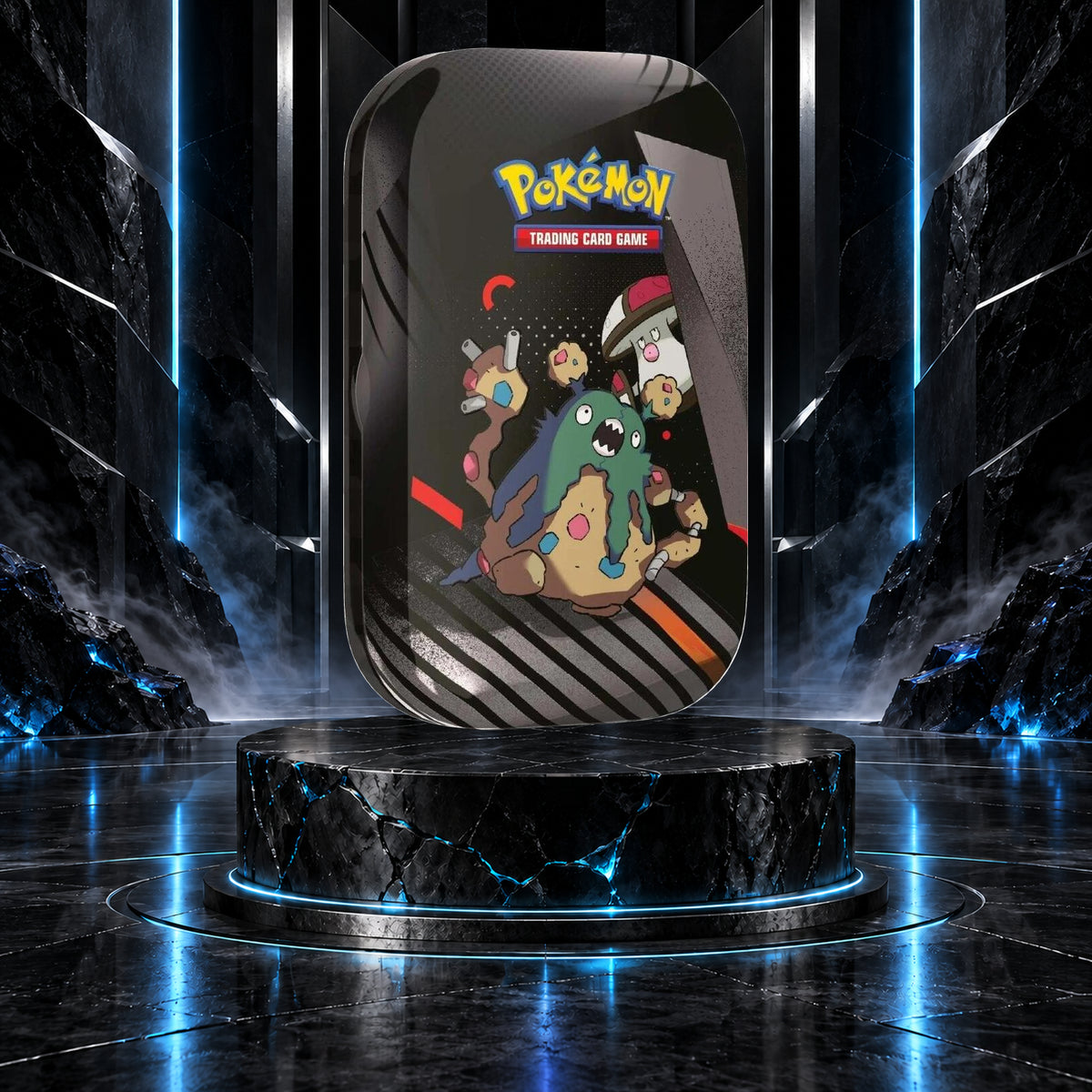 English Pokémon TCG Unova Mini Tin featuring Garbodor and Amoonguss
