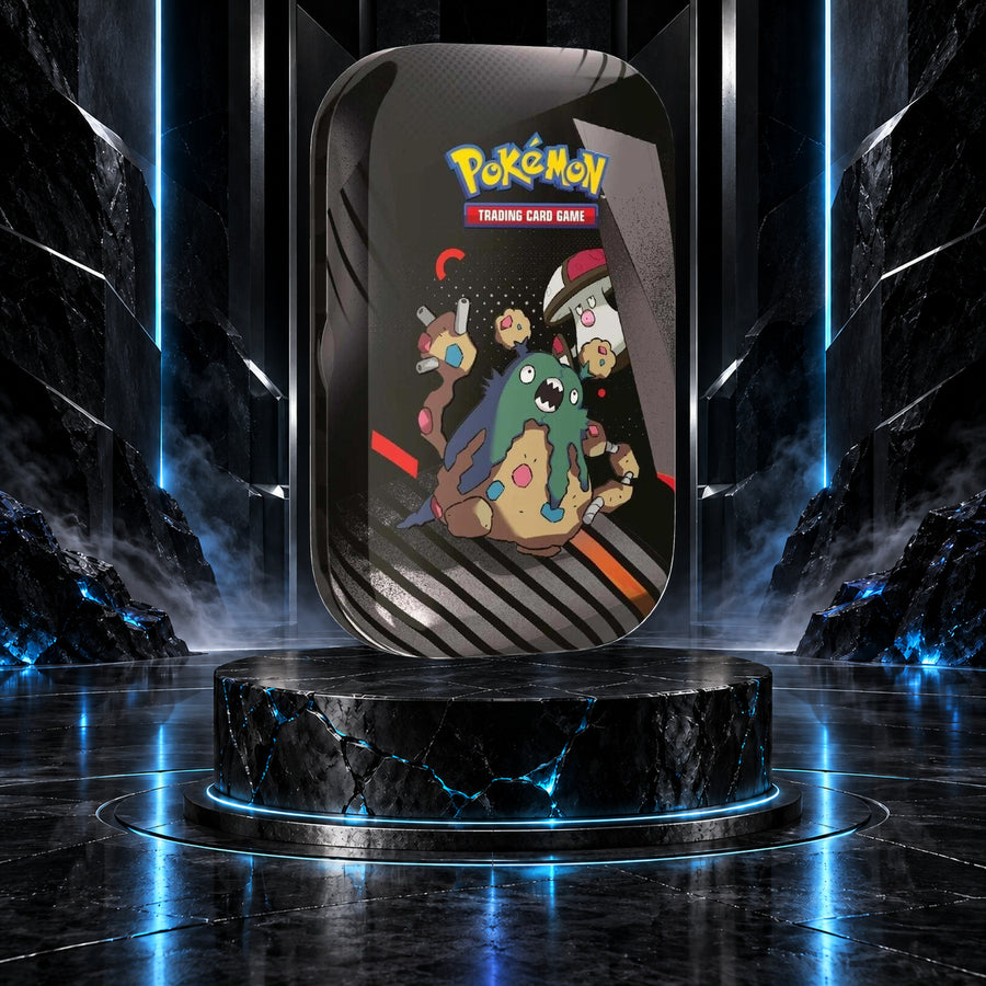 English Pokémon TCG Unova Mini Tin featuring Garbodor and Amoonguss