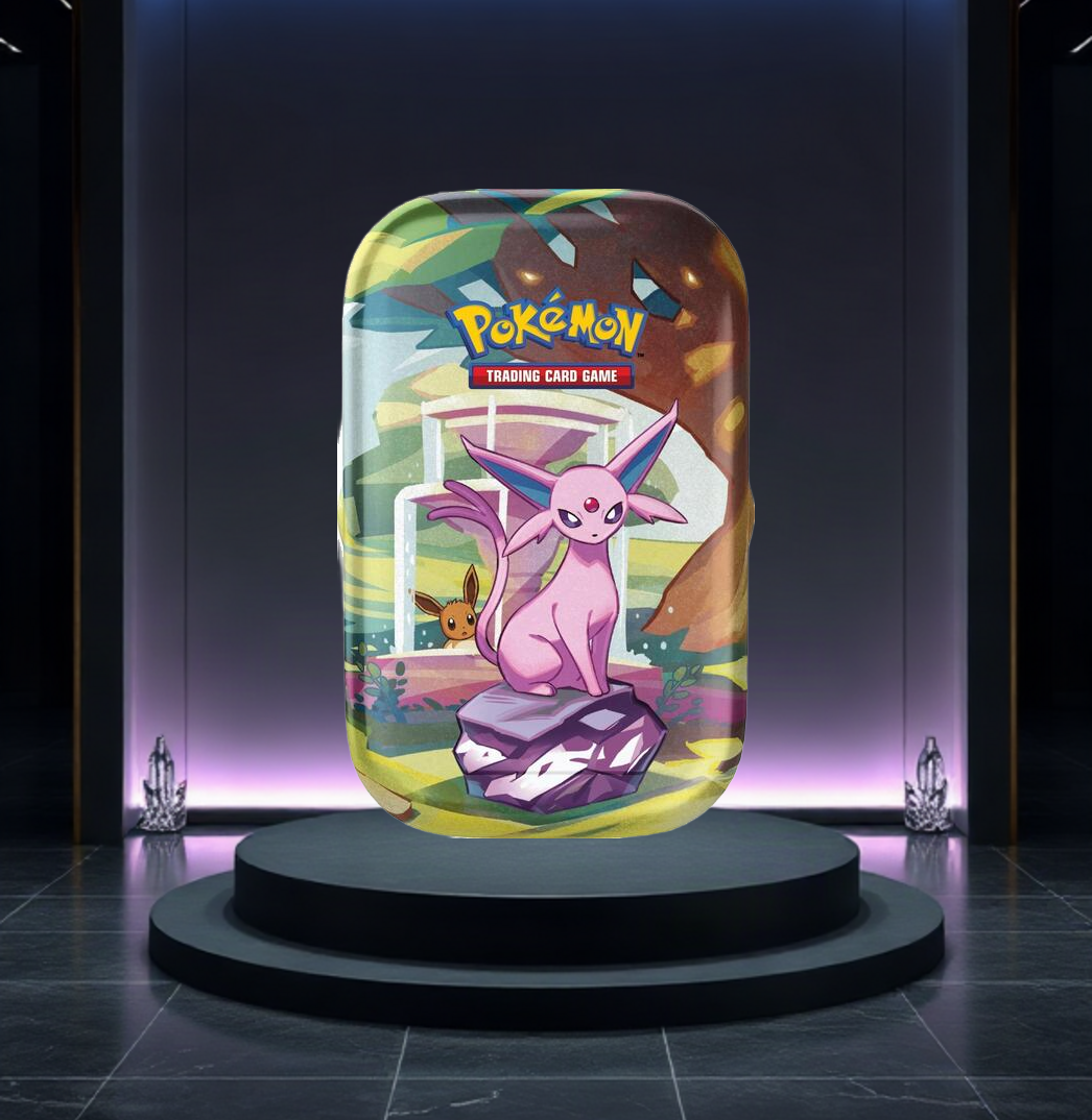 English Pokémon TCG Prismatic Evolutions Mini Tin featuring Espeon