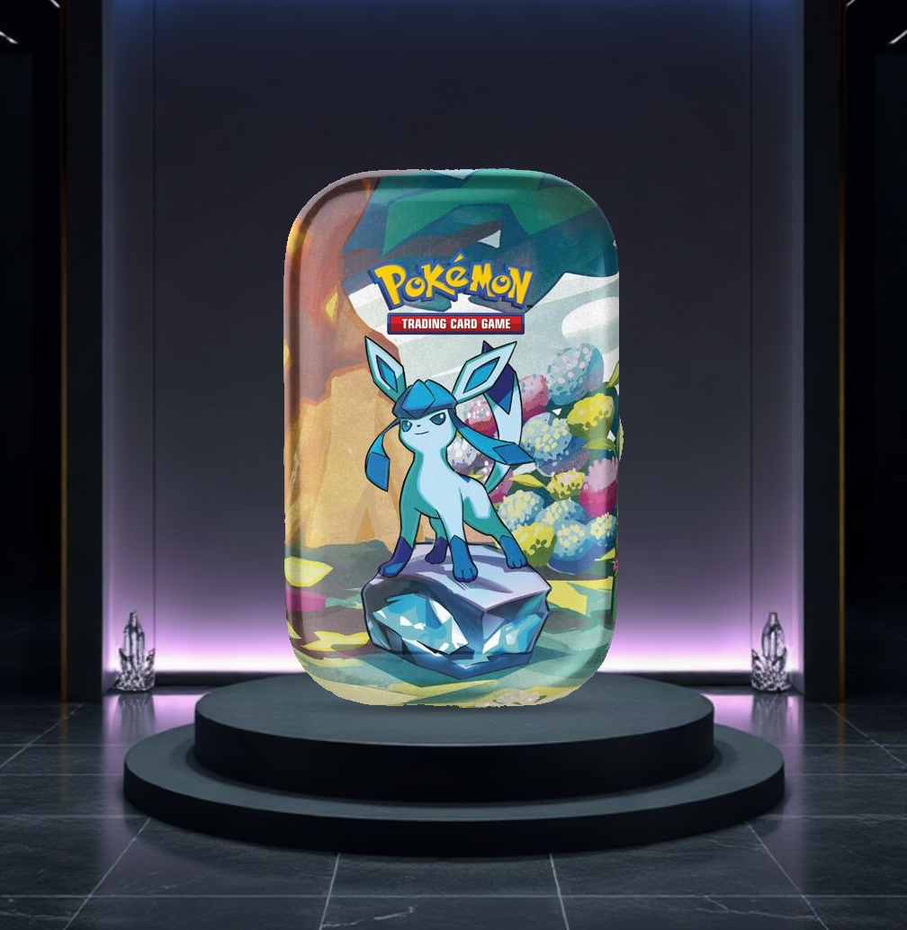 English Pokémon TCG Prismatic Evolutions Mini Tin featuring Glaceon