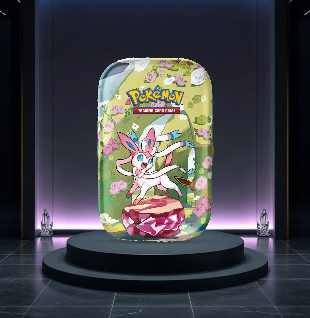 English Pokémon TCG Prismatic Evolutions Mini Tin featuring Sylveon