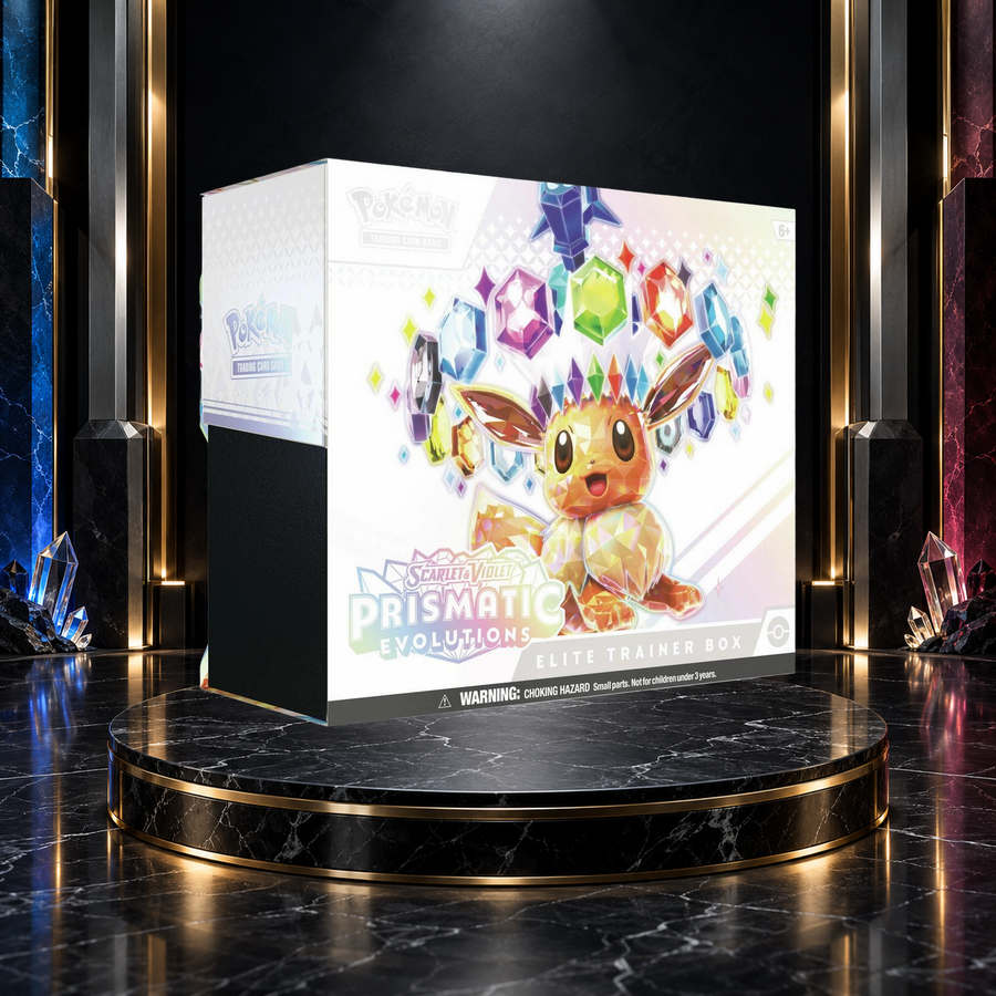 English Pokémon TCG: Scarlet & Violet—Prismatic Evolutions Elite Trainer Box retail packaging