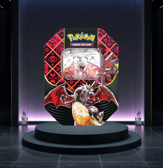 Pokémon TCG: Paldean Fates Tin — Shiny Charizard ex — English; Shiny Charizard ex promo variant
