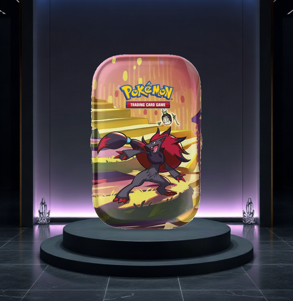 Pokémon TCG: Scarlet & Violet—Shrouded Fable Mini Tin (Zoroark) — English Zoroark artwork variant