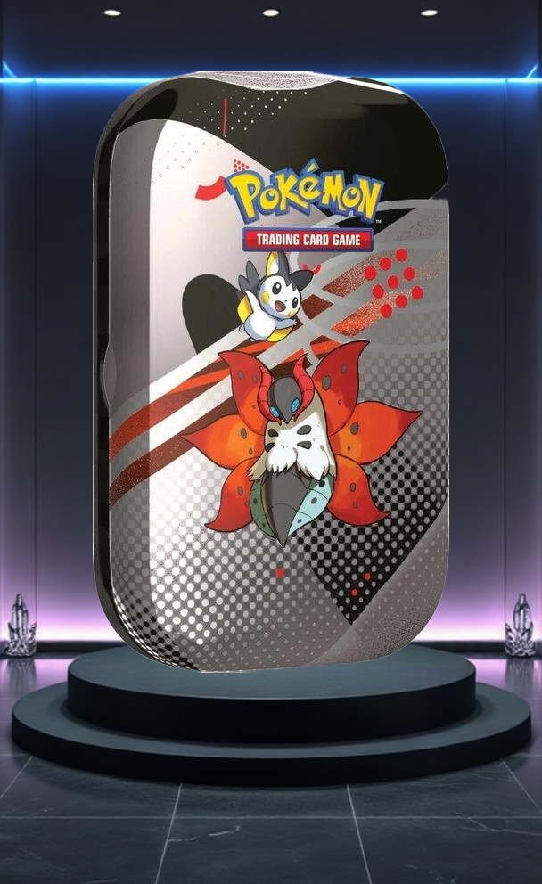 English Pokémon TCG Unova Mini Tin featuring Volcarona and Emolga