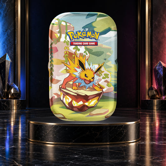 English Pokémon TCG Prismatic Evolutions Mini Tin featuring Jolteon